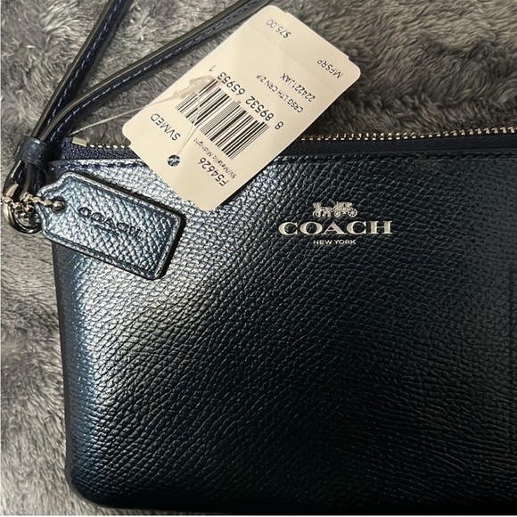 BRAND NEW COACH blue metallic wristlet (NWT) - Picture 6 of 9